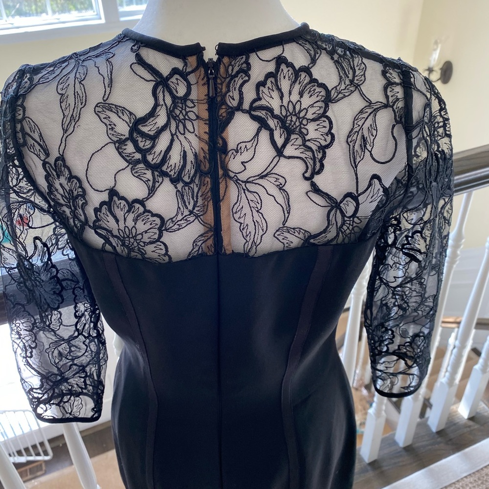 NWOT Carmen Marc Valvo Dress Lace Long Sleeve in Black Size 2 - Picture 9 of 10